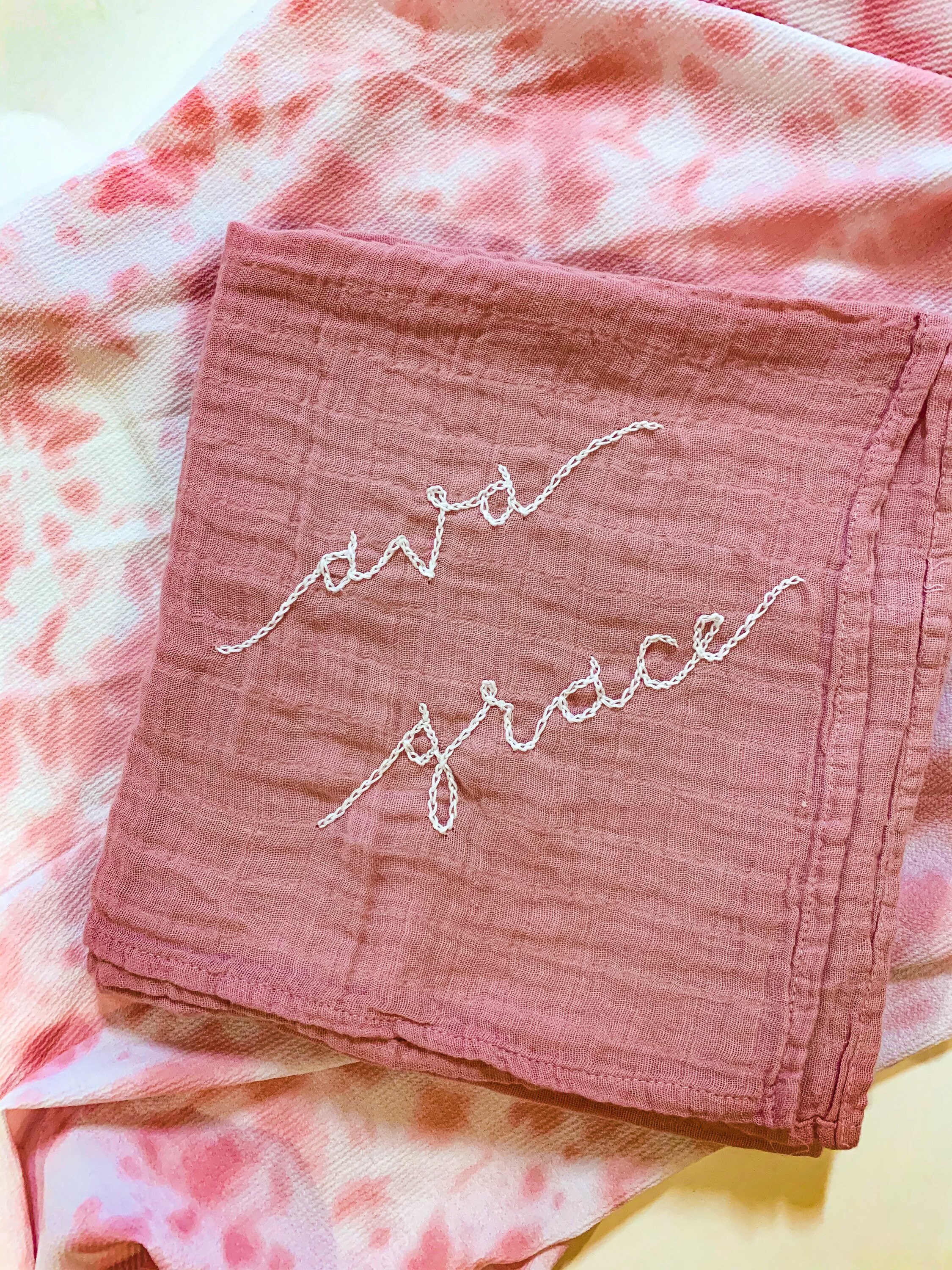 BLUSHCustom hand embroidered muslin swaddle name Etsy