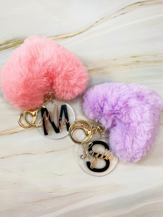 Keyring with pom-pom - Black/butterfly - Kids