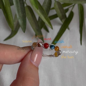 Silver Solar System Planet Ring | universe planet crystal jewellery gift