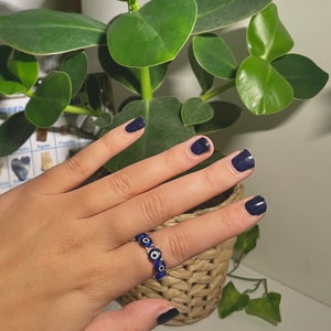 Evil Eye Braided Bead Ring (large beads) | large evil eye nazar ring gift