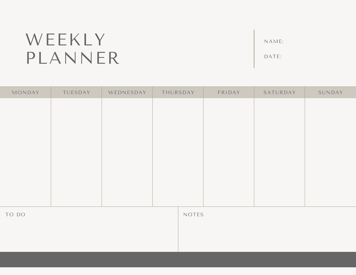 Calendar/ Weekly Planner Printable - Etsy