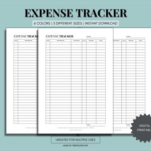 Expense Tracker Template Spending Tracker Journal Financial Budget Spreadsheet Business Expense Log Printable Spending Finance Planner