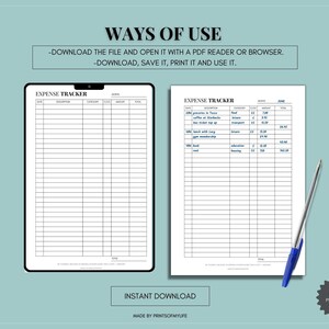 Expense Tracker Template Spending Tracker Journal Financial Budget ...