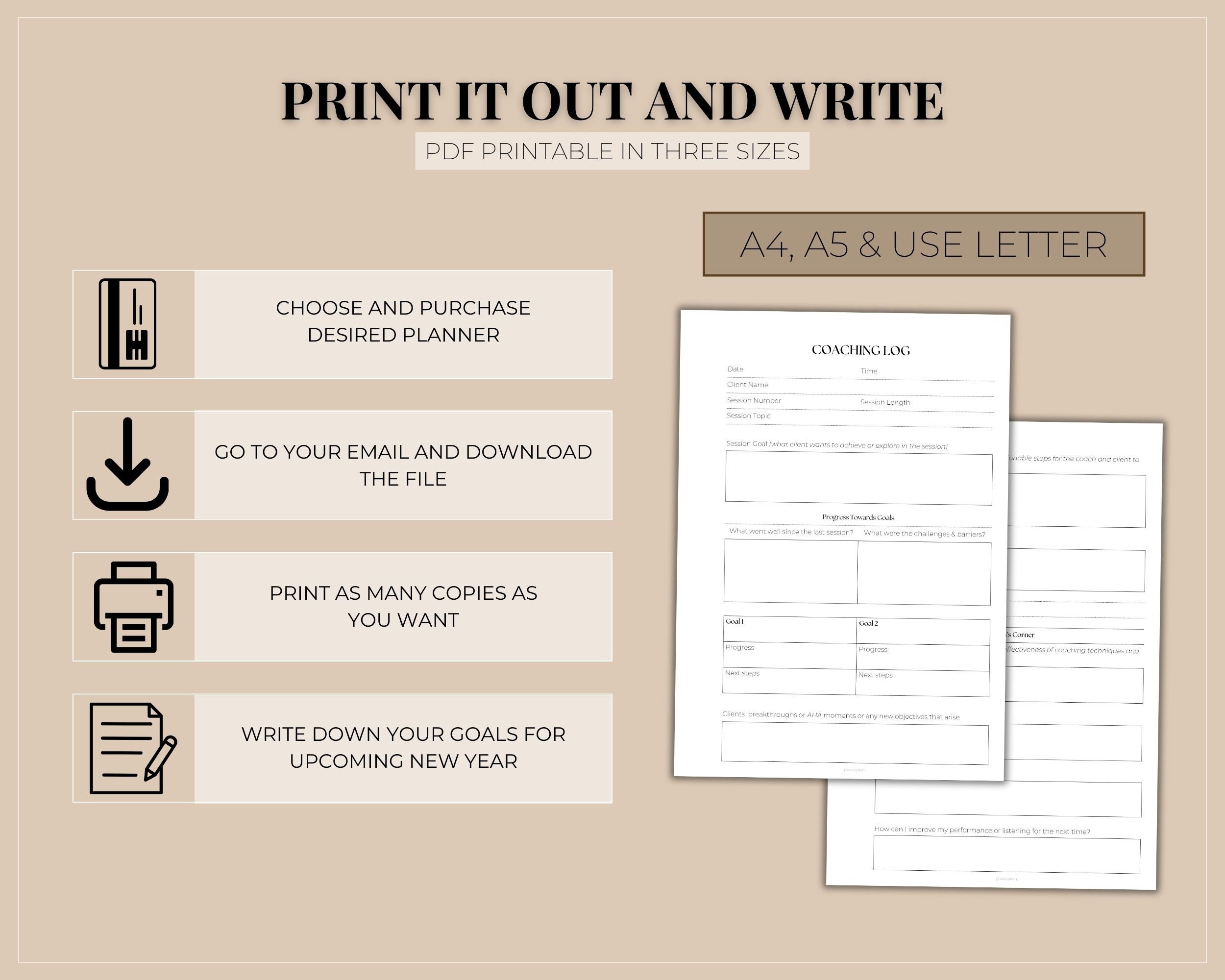 Coaching Planner Printable Digital Life Coach Journal Pages Wellness ...