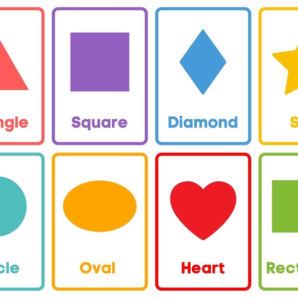 Colorful Shapes Printable Flashcards| Instant Download| 3-D Shapes| Basic Shapes| Classroom Flashcards | Pre-k Flash Cards