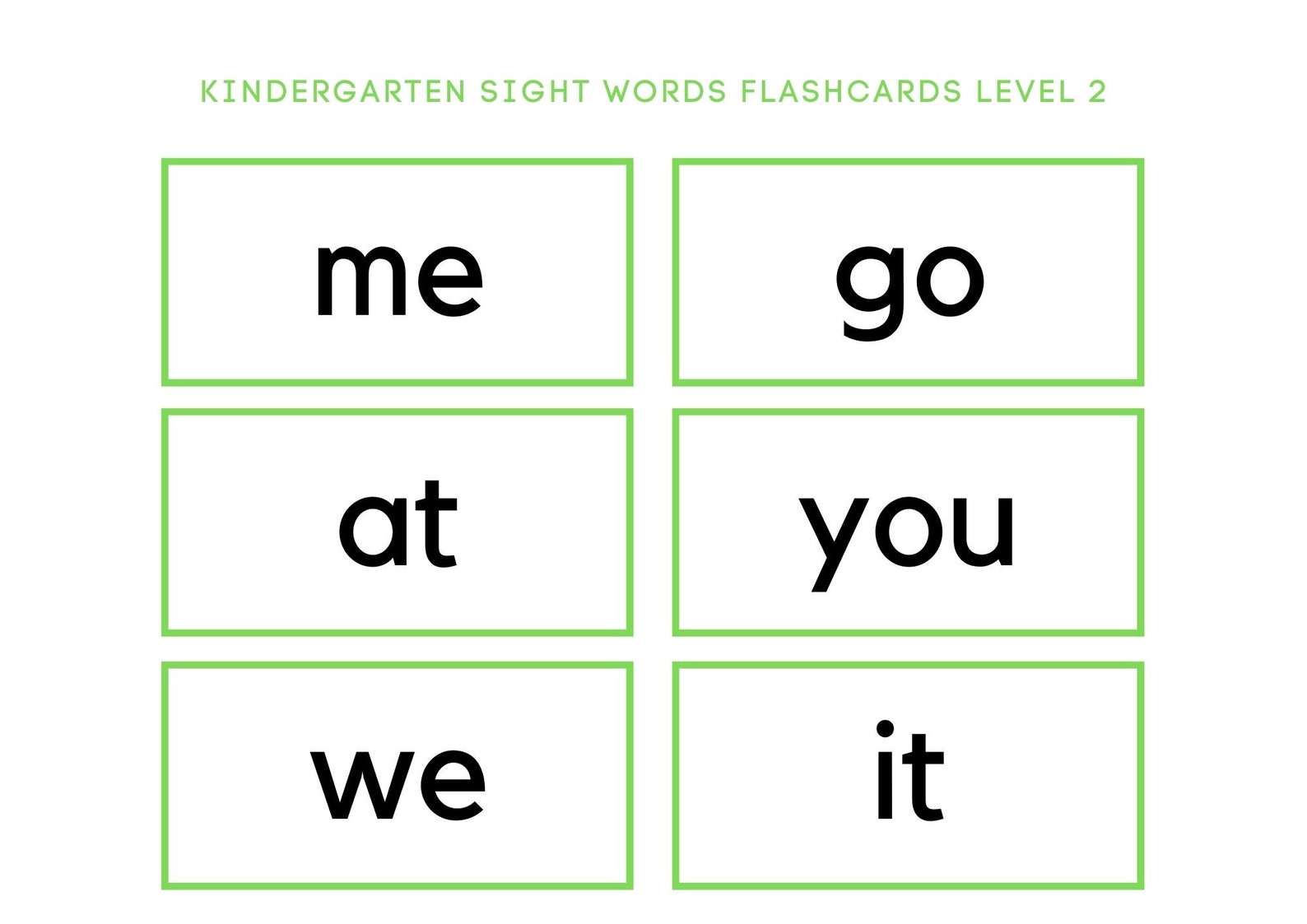 Kindergarten Sight Words Flash Cards Free Printable