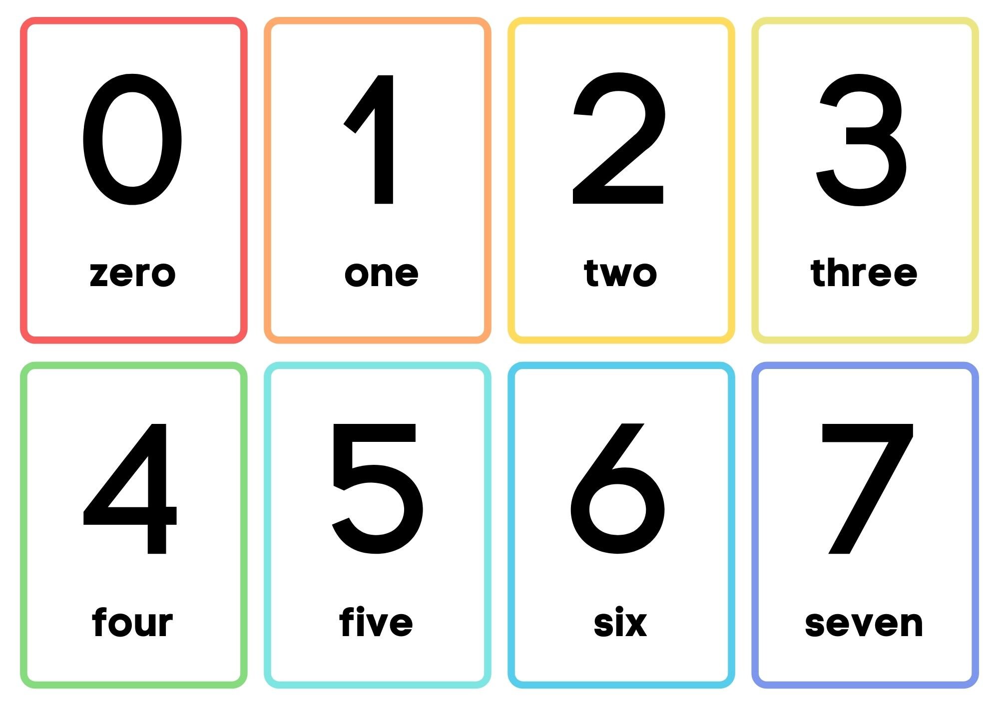 Individual Number Number Flash Cards Printable 1 20