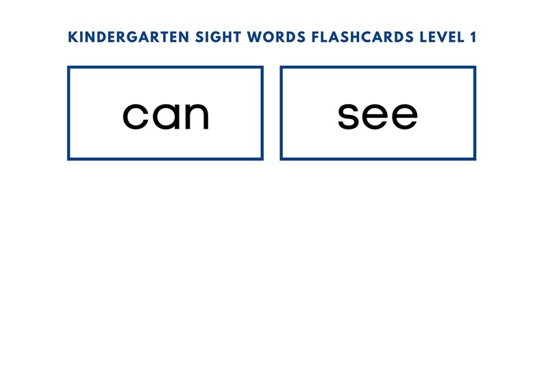 Kindergarten Sight Words| Printable Flashcards| Instant Download |high ...
