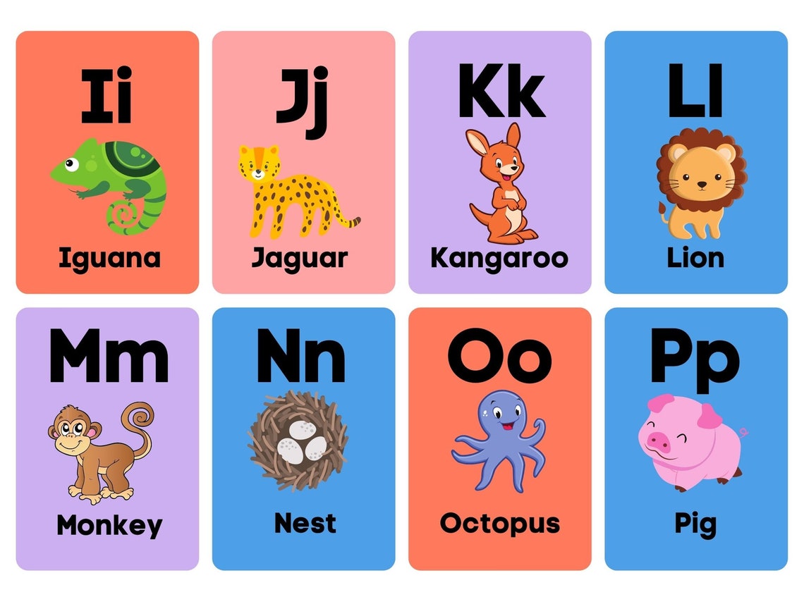 Abc's and Animals Printable Flash Cards Instant Download Preschool ...