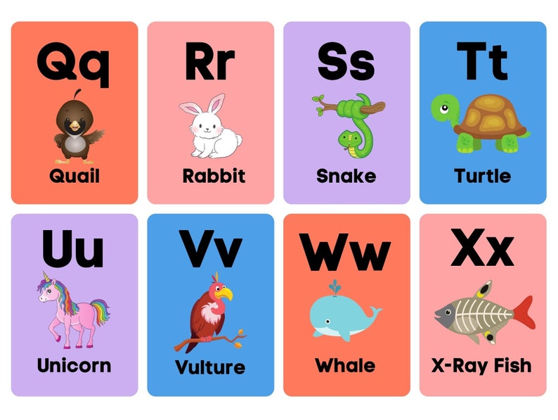 Abc's and Animals Printable Flash Cards| Instant Download| Preschool ...