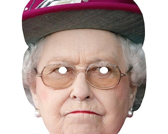 Queen Elizabeth 2 "Frowning" UK card face mask - Ready To Wear -Order By 3pm UK For Same Day Dispatch (Mon-Fri)