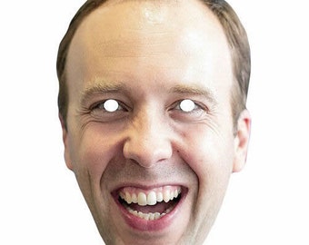 Matt Hancock "Laughing" Politician Conservative Celebrity Card Mask - Ready To Wear -Order By 3pm UK For Same Day Dispatch (Mon-Fri)