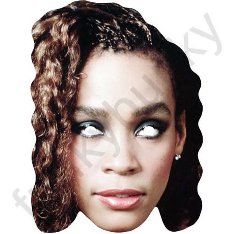 Whitney Houston 1980 Retro card face mask all our masks pre-cutOrder By 3pm UK For Same Day Dispatch Mon-Fri . image 1