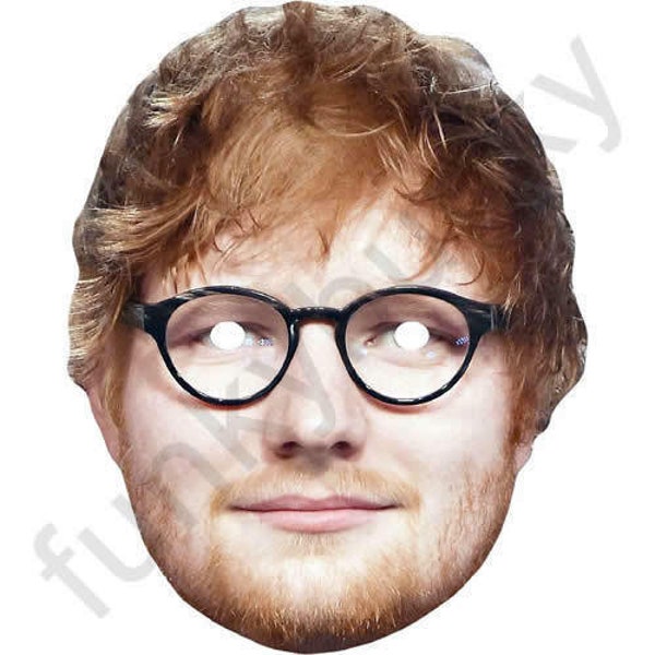 Ed sheeran with glasses celebrity card face mask - Ready To Wear -Order By 3pm UK For Same Day Dispatch (Mon-Fri) .