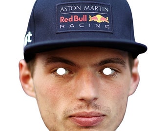 Max verstappen (versie 2) racekaartmasker voor beroemdheden - klaar om te dragen - bestel vóór 15.00 uur VK voor verzending op dezelfde dag (ma-vrij).