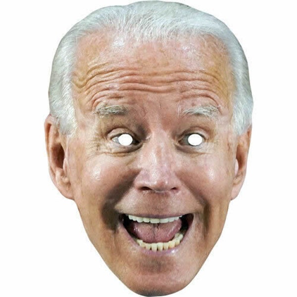 Joe Biden "Happy" Politician Celebrity Card Mask - Ready To Wear-Order By 3pm UK For Same Day Dispatch (Mon-Fri) .