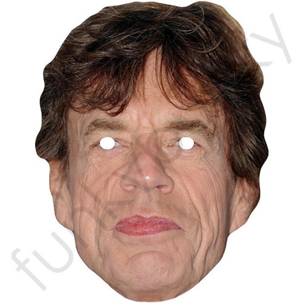 Mick Jagger celebrity singer fancy dress card mask cut Ready To Wear - Order By 3pm UK For Same Day Dispatch (Mon-Fri)
