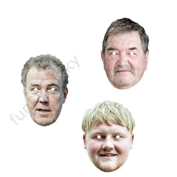 3 Pack Kaleb and Gerald Cooper With Jeremy Clarkson Celebrity Card Mask  Pre-cutorder by 3pm UK for Same Day Dispatch mon-fri 