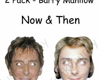 2 pack - now & then barry manilow 1980's celebrity card mask masks- pre-cut!-Order By 3pm UK For Same Day Dispatch (Mon-Fri)