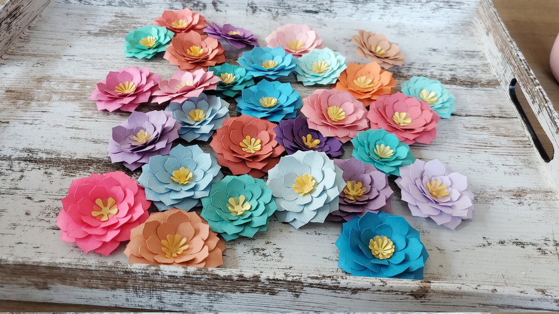 Green Paper flowers DIY flowers Assorted paper flowers Etsy