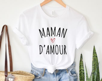 T-shirt met de tekst "Love mom", personaliseerbaar t-shirt voor mama, verjaardagsshirt voor mama, Moederdag t-shirt, verjaardagscadeau voor mama