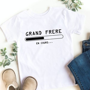 Tee shirt grand frère en cours, T-shirt annonce grossesse enfant image 2