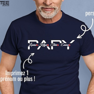 Tee shirt Papy, Prénoms des petits enfants, Cadeau anniversaire papy, Box cadeau personnalisé, Coffret cadeau Papi, Fête des grands pères image 1