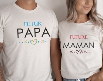 Tee shirt Futur PAPA, Future MAMAN, T-shirt annonce grossesse, Tee-shirt couple, cadeau original futurs parents