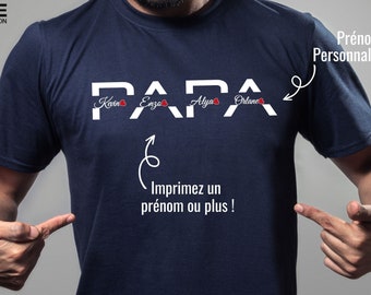 Tee-shirt Papa avec prénoms enfants, tee-shirt papa personnalisé, cadeau anniversaire papa, Coffret cadeau Papa, Box Papa, fête des pères