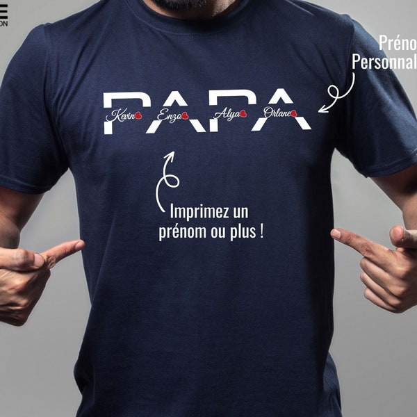 Tee-shirt Papa avec prénoms enfants, tee-shirt papa personnalisé, cadeau anniversaire papa, Coffret cadeau Papa, Box Papa, fête des pères