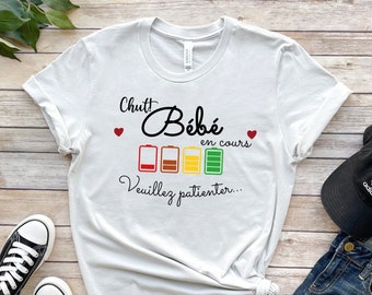 T-shirt bébé en cours, T-shirt annonce grossesse, Tee-shirt future maman, T-shirt femme enceinte