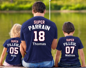 Super padrinho, camiseta super madrinha, trio de afilhada e afilhado de padrinho, dupla de afilhados de madrinha, presente de batismo personalizado