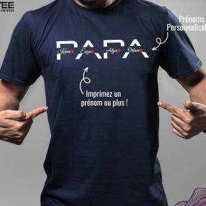 Tee-shirt Papa avec prénoms enfants, tee-shirt papa personnalisé, cadeau anniversaire papa, Coffret cadeau Papa, tshit fête des pères