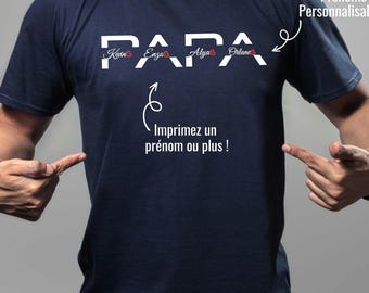 Papa-T-Shirt mit den Namen der Kinder, personalisiertes Papa-T-Shirt, Geburtstagsgeschenk für Papa, Geschenkset für Papa, Vatertags-T-Shirt
