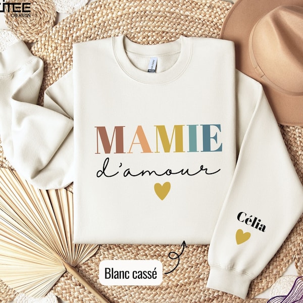 Sweat mamie d'amour, pull mamie et petit enfant, Sweat personnalisé mamie , Pull personnalisé mamie, sweat-shirt pour fête des grand-mères