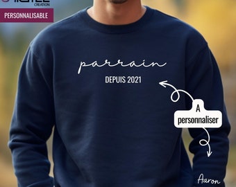 Sudadera personalizada para padrino/madrina, sudadera con el nombre del ahijado/a en la manga, sudadera personalizada para padrino/ahijada, regalo de bautizo para padrino/madrina