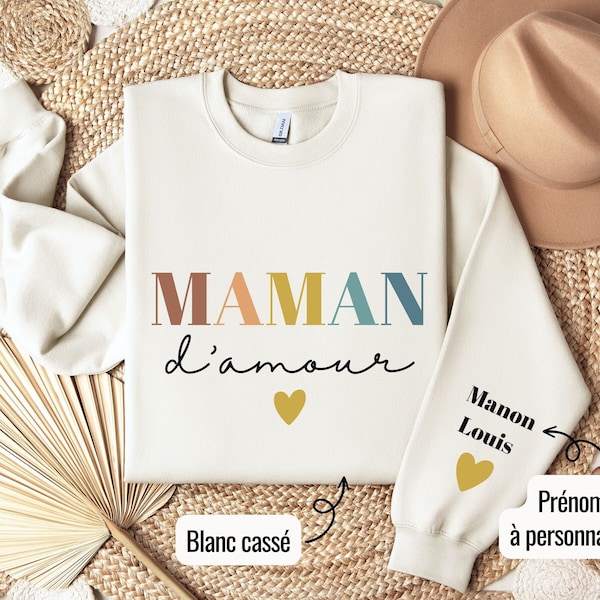 Sweat personnalisé maman , sweat avec prénom sur manche, cadeau fête des mères, cadeau anniversaire maman