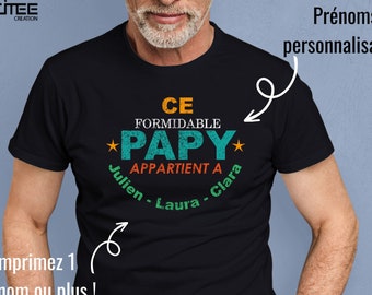 Tee shirt Ce papy appartient à, T-shirt Papy et ses petit fils, T-shirt vintage, cadeau personnalisable pour papy, fête des grands pères
