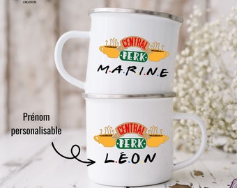 Mug central perk friends, Tasse avec prénom personnalisé, Tasse inox pour fan de la série Friends, goodies friends serie