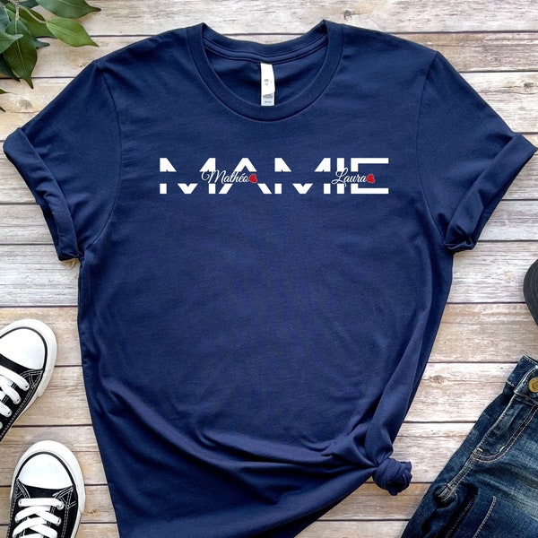 Tee-shirt mamie prénom petits enfants , T-shirt personnalisable mamie, cadeau anniversaire mamie, fête des grand mères, prénoms famille