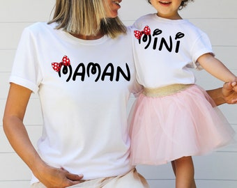 Mom Minnie Disney T-shirt, Matching mother daughter duo, Personalized Minnie T-shirt, Mom baby set, Christmas or Mother's Day gift