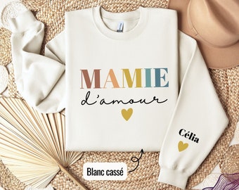 Sweat mamie d'amour, pull mamie et petit enfant, Sweat personnalisé mamie , Pull personnalisé mamie, sweat-shirt pour fête des grand-mères