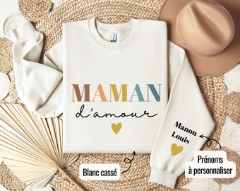 Personalisiertes Mama-Sweatshirt, Sweatshirt mit Vornamen auf dem Ärmel, Muttertagsgeschenk, Mama-Geburtstagsgeschenk