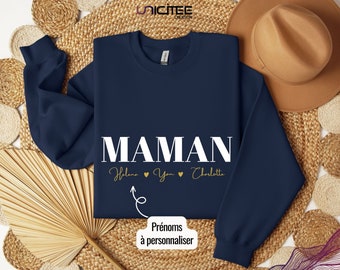 Sweat personnalisé pour maman, sweat personnalisé avec prénoms enfants,  idée cadeau fête des mères