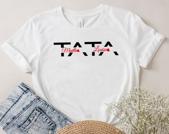 Tee-shirt Tata avec prénom neveu ou nièce , T-shirt tata personnalisé, cadeau anniversaire sœur