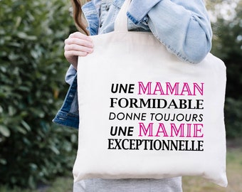 Tote bag maman mamie exceptionnelle, Sac mamie personnalisé, cadeau anniversaire mamie, cadeau fête des grand-mères