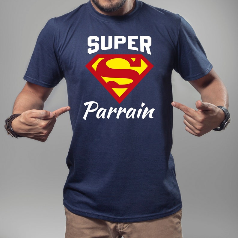 Tee shirt super parrain - Créatrice ETSY : UniciteeCreation