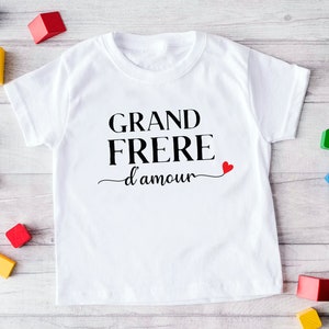 Tee shirt Papa d'amour, T-shirt Maman d'amour, Body Bébé d'amour, Tshirt famille personnalisé, Tshirt papa maman bébé, Lot de tshirt famille Grand frère d'amour