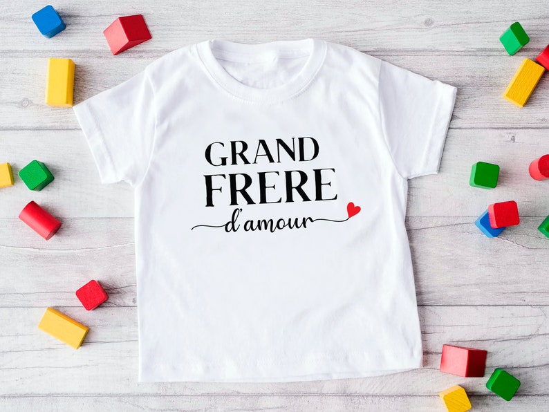 Tee shirt Papa d'amour, T-shirt Maman d'amour, Body Bébé d'amour, Tshirt famille personnalisé, Tshirt papa maman bébé, Lot de tshirt famille Grand frère d'amour