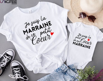 Duo T-shirt marraine filleule, T-shirts assortis marraine filleul